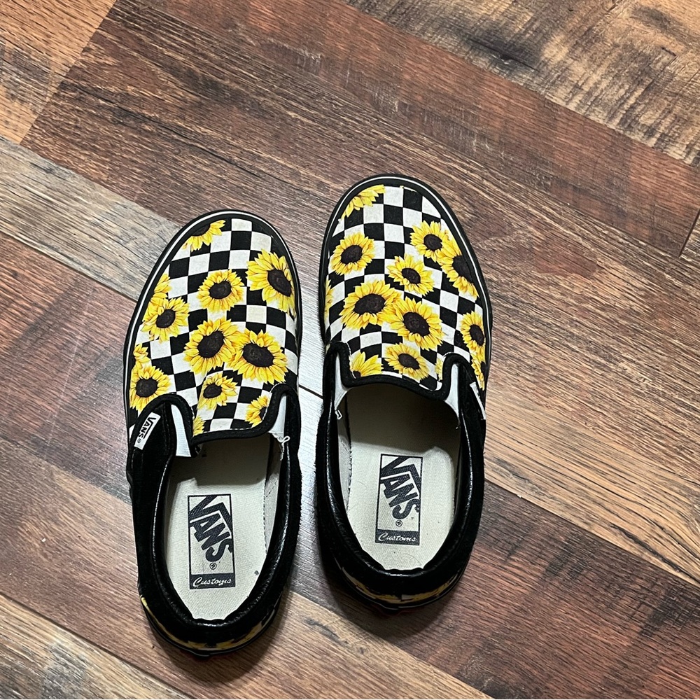 Vans Custom Sunflower Slip On Shoes